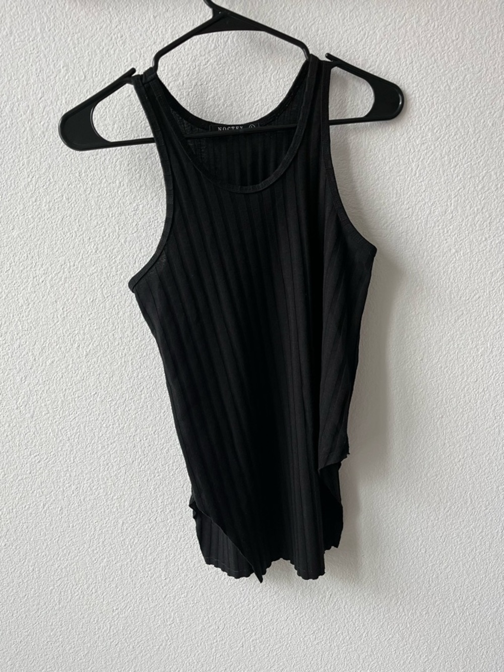 Squared Hem Tank 2.0- Large, Black, Noctex Women’s Black Ribbed Tank Top
